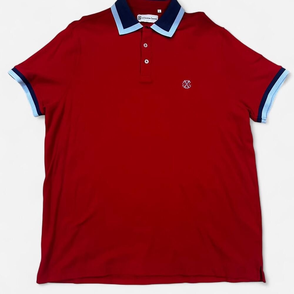 Christian-lacroix Men's Red and Burgundy Polo-shirts